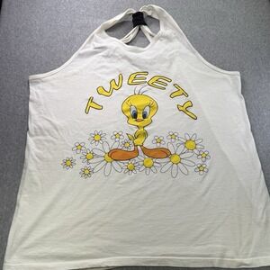 Vintage 1997 Tweety Halter Tank Top Looney Tunes Daisy Graphic One Size Fits All